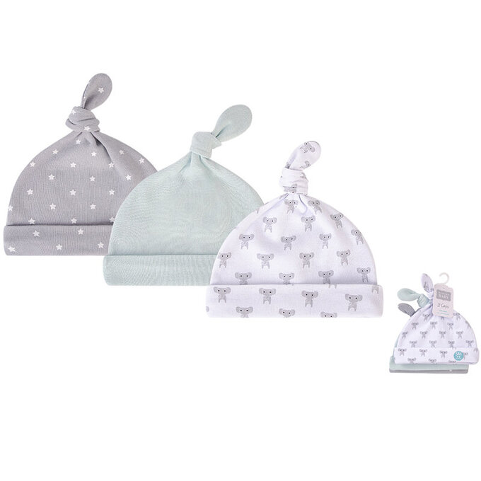 美國 luvable friends 甜蜜寶貝 100%純棉新生兒棉帽 保暖帽3件組_大象星球_LF00103