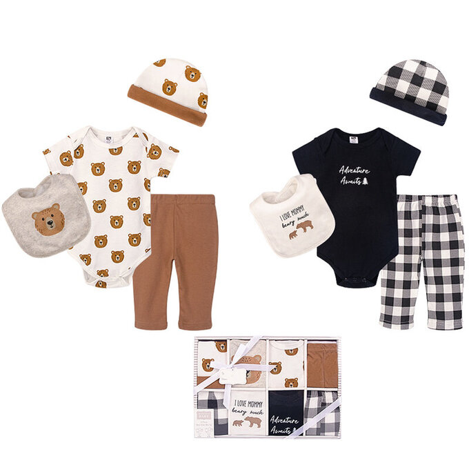 美國 luvable friends 甜蜜寶貝  嬰幼兒包屁衣與長褲最佳送禮8入彌月禮盒組_熊寶家族_LF10189