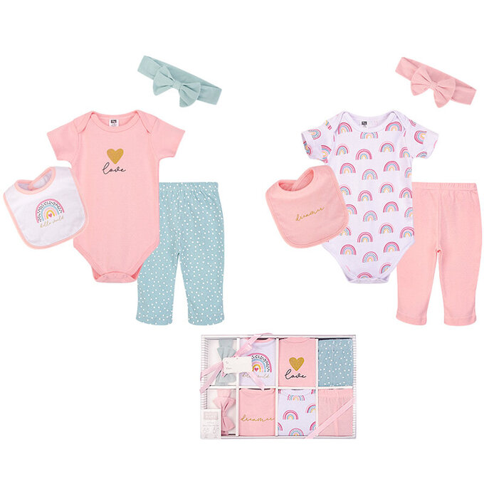 美國 luvable friends 甜蜜寶貝  嬰幼兒包屁衣與長褲最佳送禮8入彌月禮盒組_彩虹之夢_LF10191