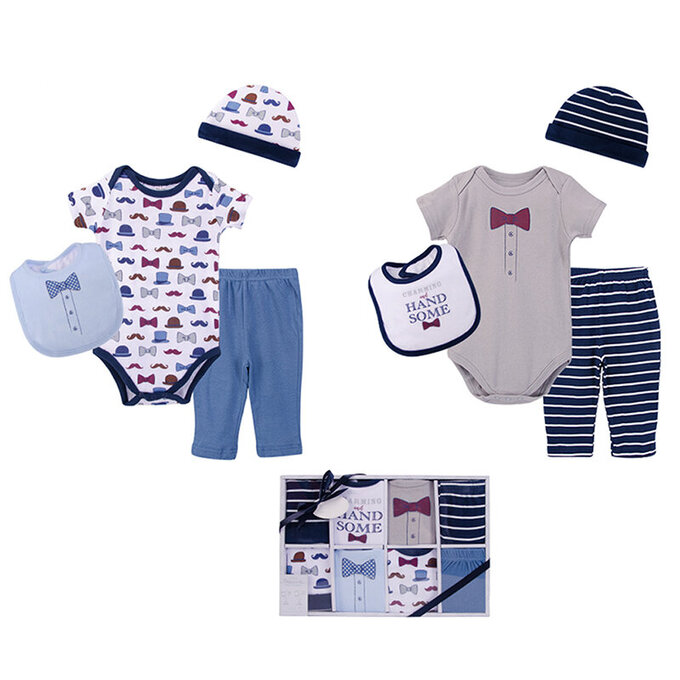 美國 luvable friends 甜蜜寶貝  嬰幼兒包屁衣與長褲最佳送禮8入彌月禮盒組_完美男孩(LF77011)