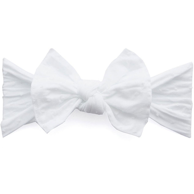 美國 baby bling 純手工極優雅細緻輕柔微彈性/毫無束縛感蝴蝶結髮帶/髮飾_圓點點款_天使白點點_BBPK032