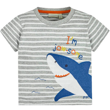英國 JoJo Maman BeBe 超優質嬰幼兒童100％ 純棉短袖上衣/ T-shirt/ 動物T_微笑鯊魚_JJH9437 -