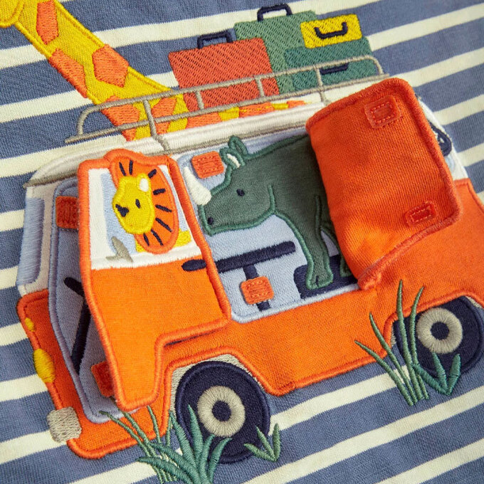 英國 JoJo Maman BeBe 超優質嬰幼兒童100％ 純棉短袖上衣/ T-shirt/ 動物T_冒險旅程_JJH9457