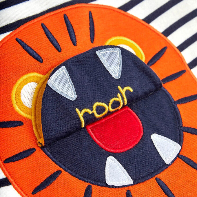 英國 JoJo Maman BeBe 超優質嬰幼兒童100％ 純棉短袖上衣/ T-shirt/ 動物T_獅子來囉!_JJH9463  