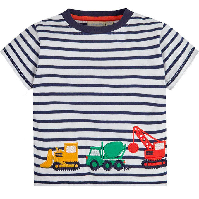 英國 JoJo Maman BeBe 超優質嬰幼兒童100％ 純棉短袖上衣/ T-shirt/ 動物T_工程車圖鑑_JJH9508 