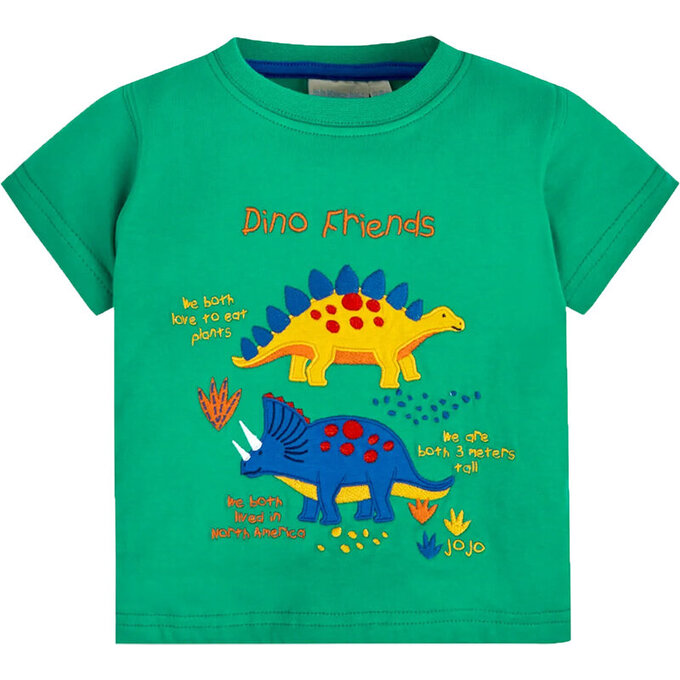 英國 JoJo Maman BeBe 超優質嬰幼兒童100％ 純棉短袖上衣/ T-shirt/ 動物T_草食恐龍_JJH9509  