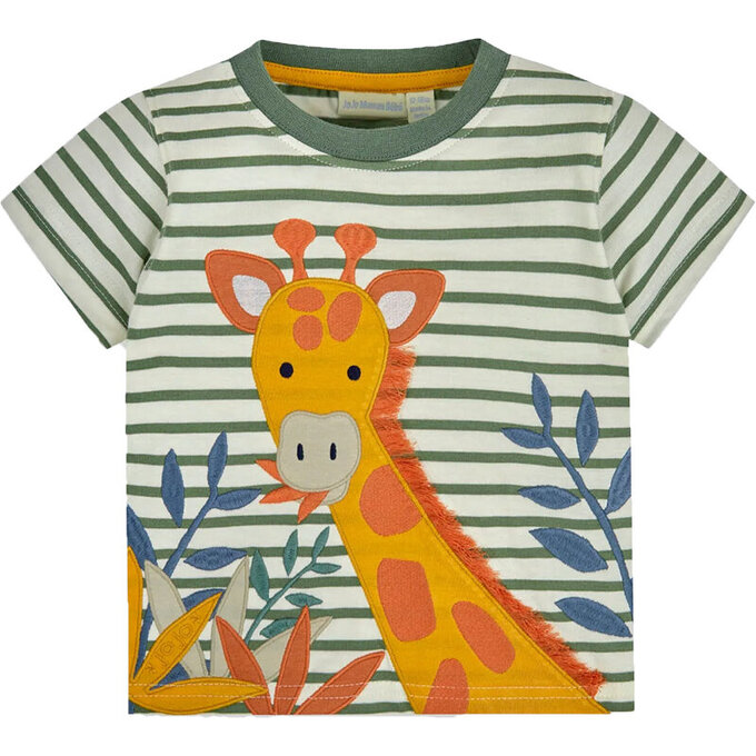 英國 JoJo Maman BeBe 超優質嬰幼兒童100％ 純棉短袖上衣/ T-shirt/ 動物T_長頸鹿吃草_JJH9626 