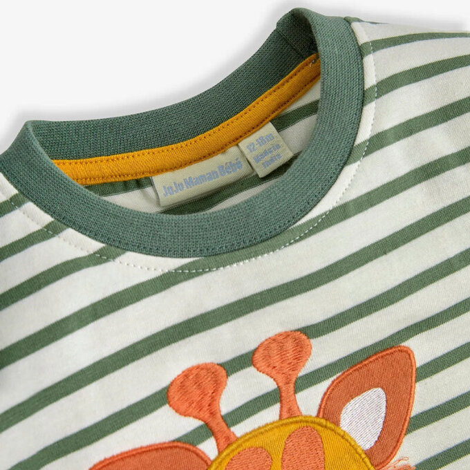 英國 JoJo Maman BeBe 超優質嬰幼兒童100％ 純棉短袖上衣/ T-shirt/ 動物T_長頸鹿吃草_JJH9626 