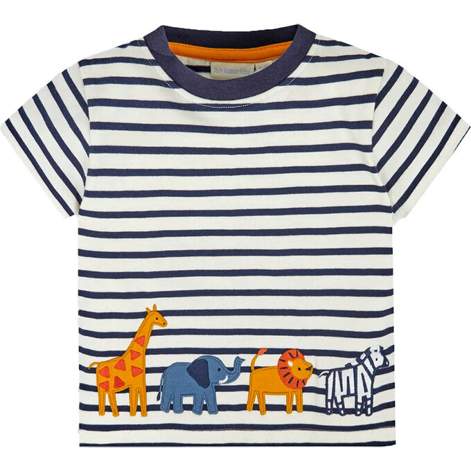 英國 JoJo Maman BeBe 超優質嬰幼兒童100％ 純棉短袖上衣/ T-shirt/ 動物T_非洲遊行_JJH9629  