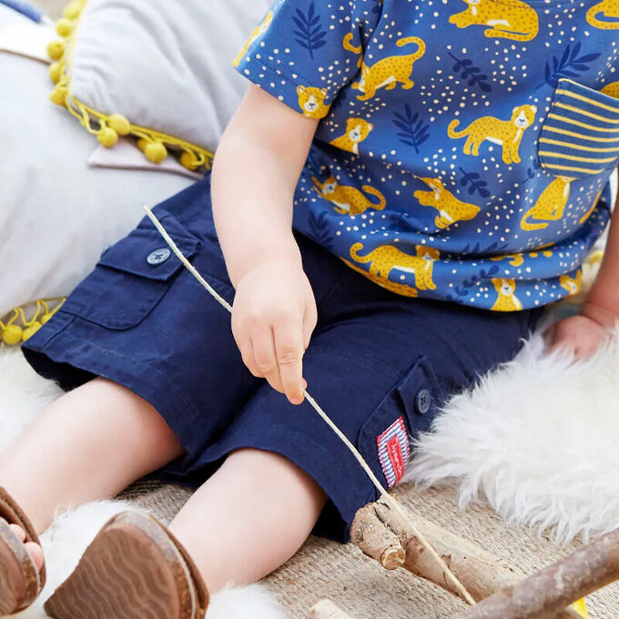 英國 JoJo Maman BeBe 超優質嬰幼兒/兒童100% 純棉多口袋短褲_海軍藍 (JJ-B5351-N) 