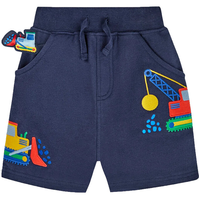 英國 JoJo Maman BeBe 超優質嬰幼兒/兒童100% 純棉綁繩短褲_推土機_JJH9487