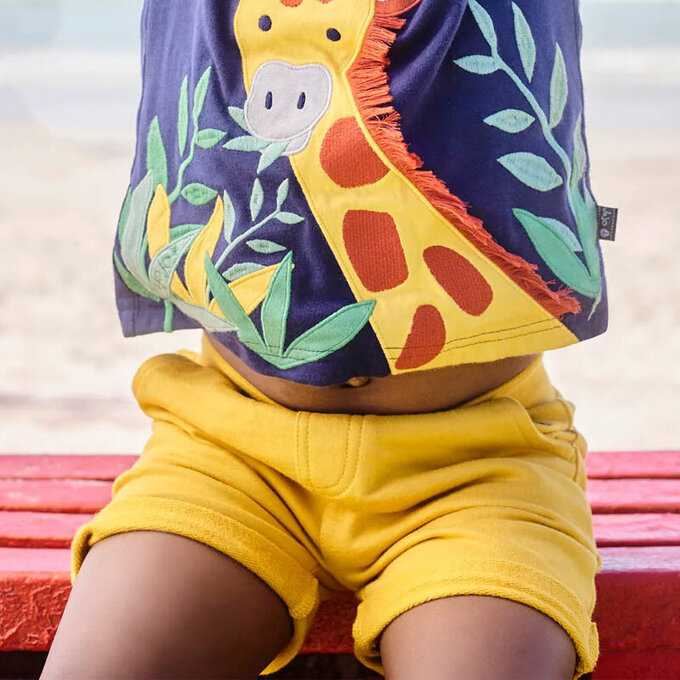 英國 JoJo Maman BeBe 超優質嬰幼兒/兒童100% 純棉綁繩短褲2入組_黃灰_JJE5503U  