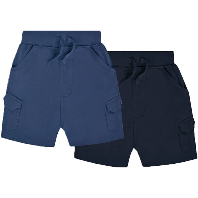 英國 JoJo Maman BeBe 超優質嬰幼兒/兒童100% 純棉綁繩工裝短褲2入組_海軍藍_JJH9593I 