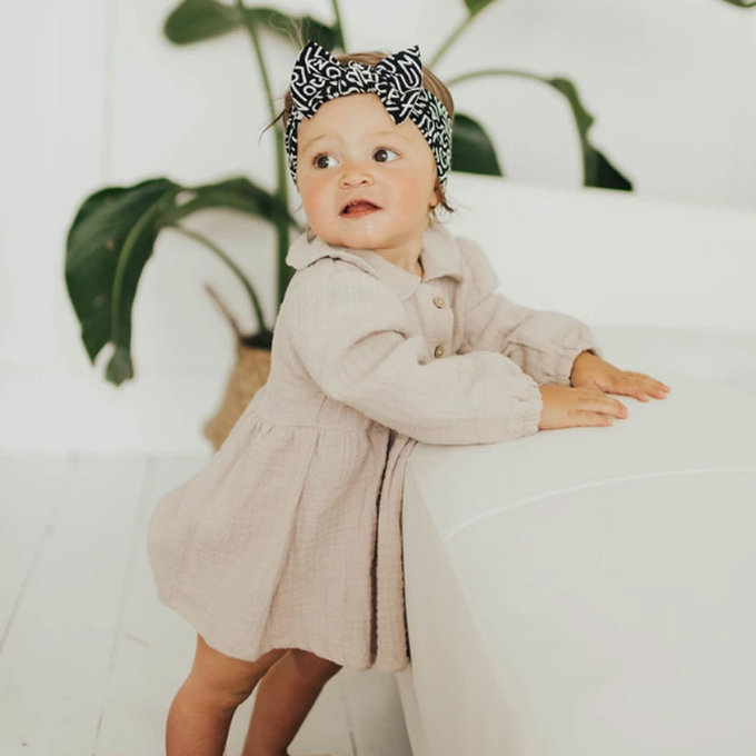 美國 baby bling 純手工極優雅細緻輕柔微彈性/毫無束縛感蝴蝶結髮帶/髮飾_印花款_字母樂園(BBRK031)