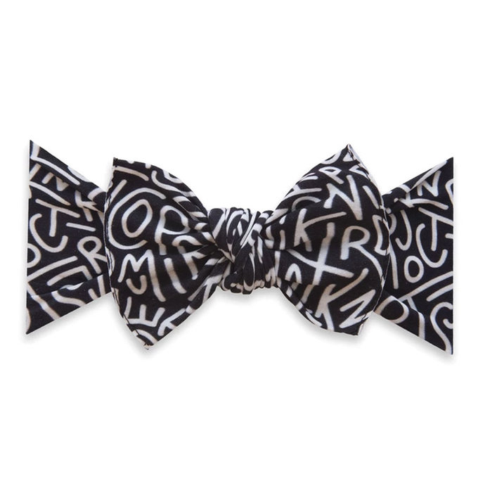 美國 baby bling 純手工極優雅細緻輕柔微彈性/毫無束縛感蝴蝶結髮帶/髮飾_印花款_字母樂園(BBRK031)