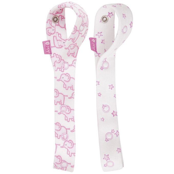 英國 JoJo Maman BeBe 嬰幼兒玩具鍊/奶嘴鍊 兩入組_粉嫩大象 (JJLF-04)