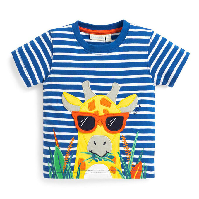 英國 JoJo Maman BeBe 超優質嬰幼兒/兒童100％純棉短袖上衣/T-shirt/動物T_ 帥氣長頸鹿 (JJ-E4234)