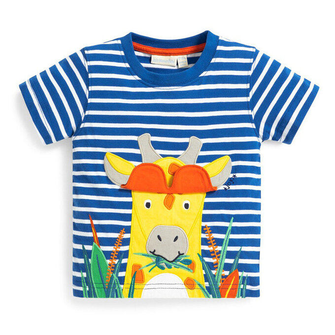 英國 JoJo Maman BeBe 超優質嬰幼兒/兒童100％純棉短袖上衣/T-shirt/動物T_ 帥氣長頸鹿 (JJ-E4234)