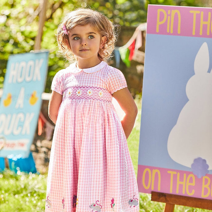 英國 JoJo Maman BeBe 超優質嬰幼兒/兒童100％純棉短袖洋裝_灰鼠樂園 (JJE5102)