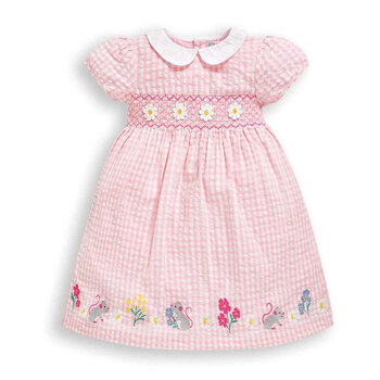 英國 JoJo Maman BeBe 超優質嬰幼兒/兒童100％純棉短袖洋裝_灰鼠樂園 (JJE5102)-