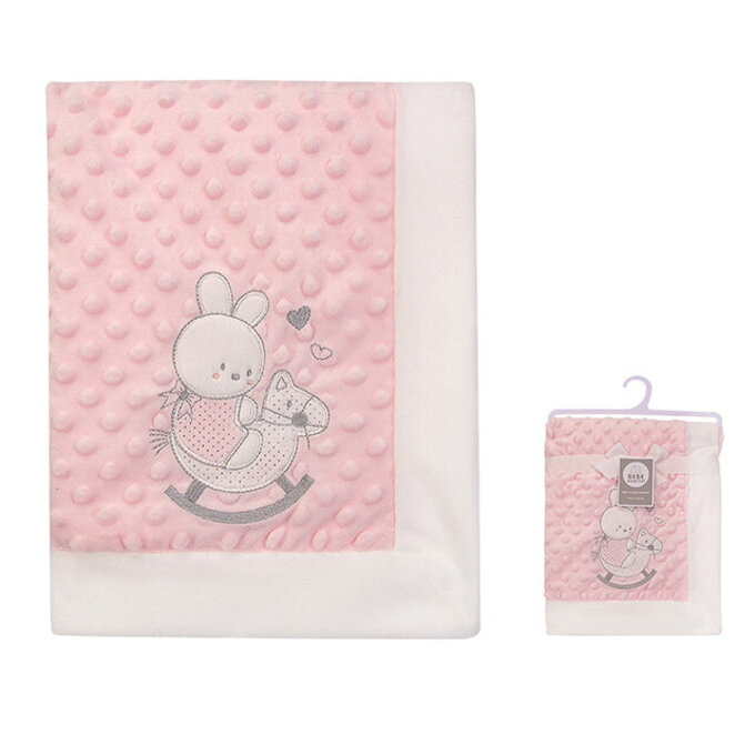 美國 luvable friends  超柔軟泡泡毯/包巾/嬰兒被/安撫毯 100x75cm_搖搖馬_LF51235