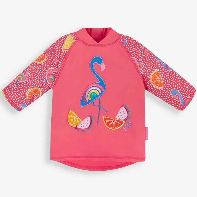 英國 JoJo Maman BeBe 嬰幼兒/兒童兩件式防曬泳裝_繽紛紅鶴_JJH3980