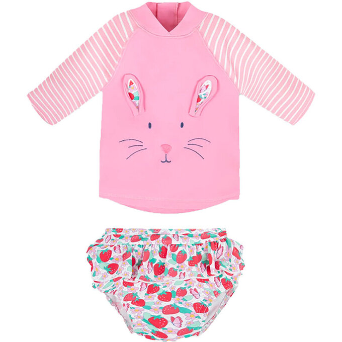 英國 JoJo Maman BeBe 嬰幼兒/兒童兩件式防曬泳裝_甜蜜草莓_JJH3982
