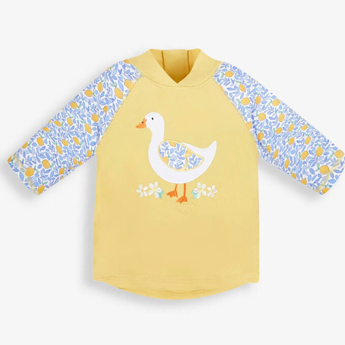 英國 JoJo Maman BeBe 嬰幼兒/兒童兩件式防曬泳裝_夏日檸檬鴨_JJH9580