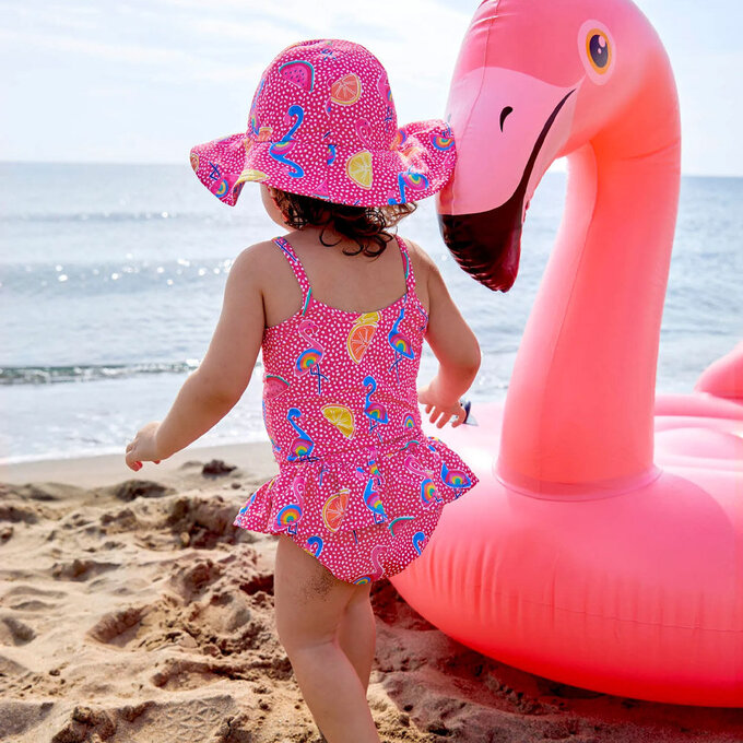 英國 JoJo Maman BeBe 嬰幼兒/兒童連身泳裝(內有尿布褲)_夏威夷紅鶴_JJH3945