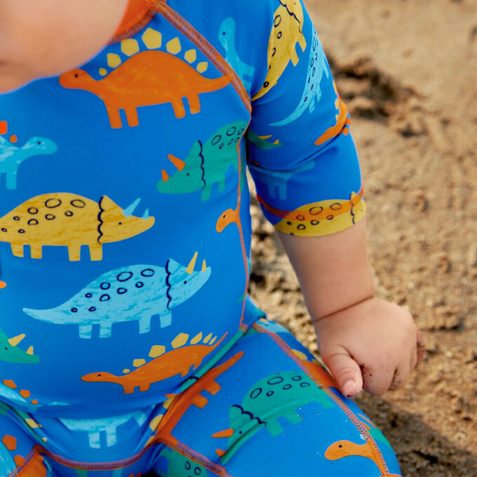 英國 JoJo Maman BeBe 嬰幼兒/兒童連身式防曬泳裝_恐龍家族_JJH3934