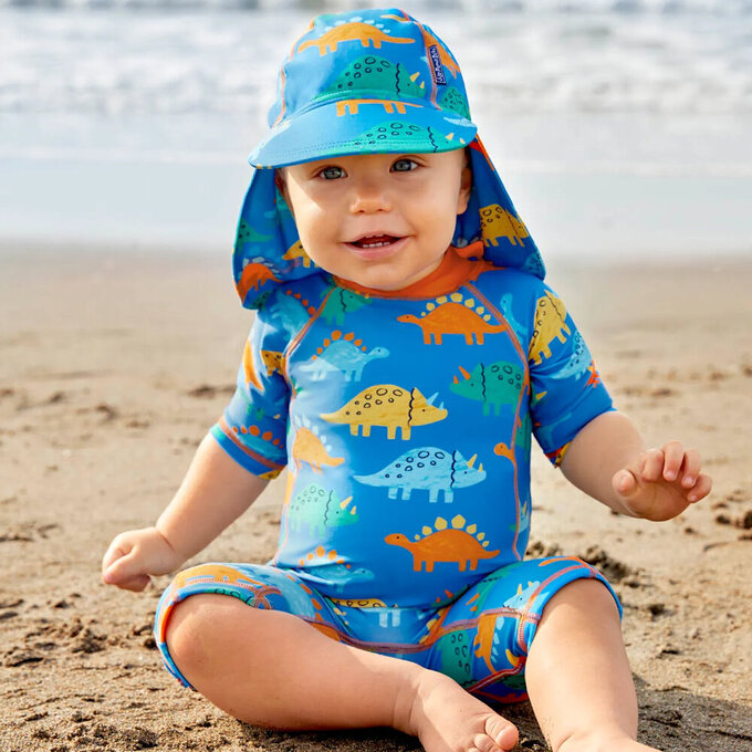 英國 JoJo Maman BeBe 嬰幼兒/兒童連身式防曬泳裝_恐龍家族_JJH3934