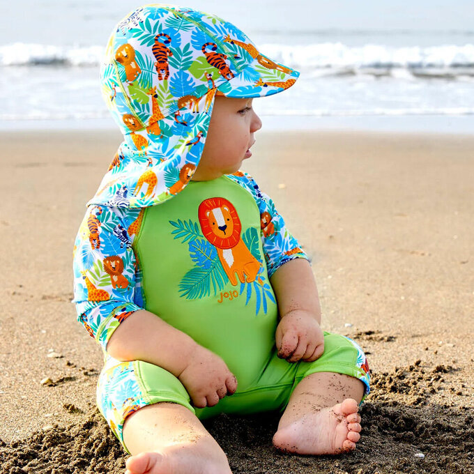英國 JoJo Maman BeBe 嬰幼兒/兒童連身式防曬泳裝_叢林探險_JJH9679