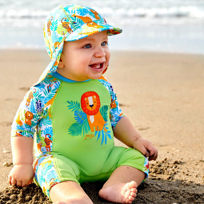 英國 JoJo Maman BeBe 嬰幼兒/兒童連身式防曬泳裝_叢林探險_JJH9679