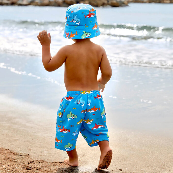 英國 JoJo Maman BeBe 嬰幼兒/兒童長版泳褲_鯊魚家族_JJH3925