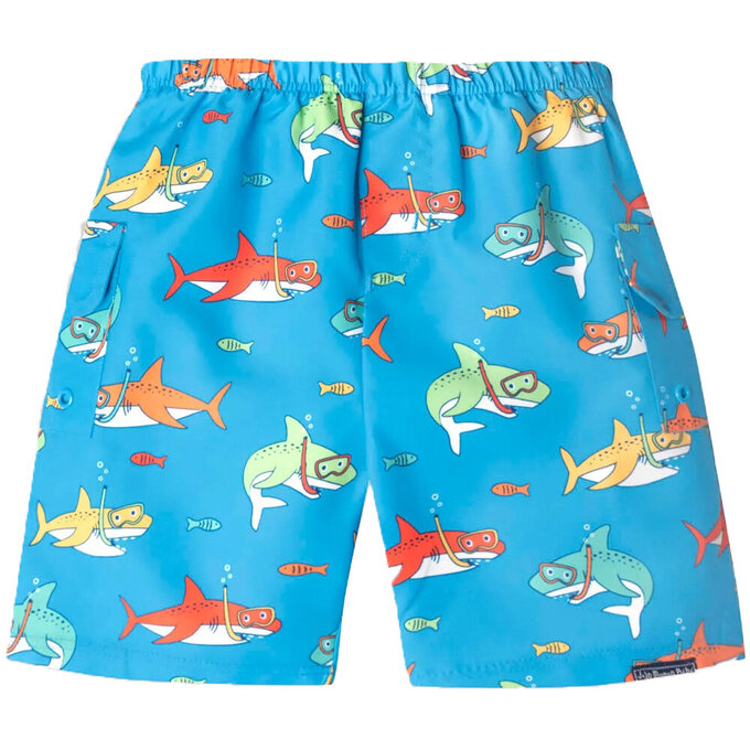 英國 JoJo Maman BeBe 嬰幼兒/兒童長版泳褲_鯊魚家族_JJH3925