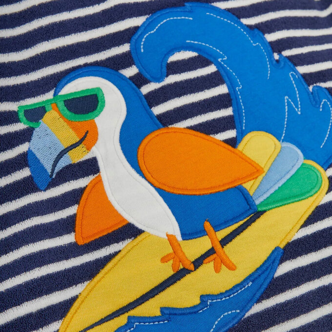 英國 JoJo Maman BeBe 嬰幼兒/兒童游泳浴巾＆浴袍_衝浪大嘴鳥_JJH9008