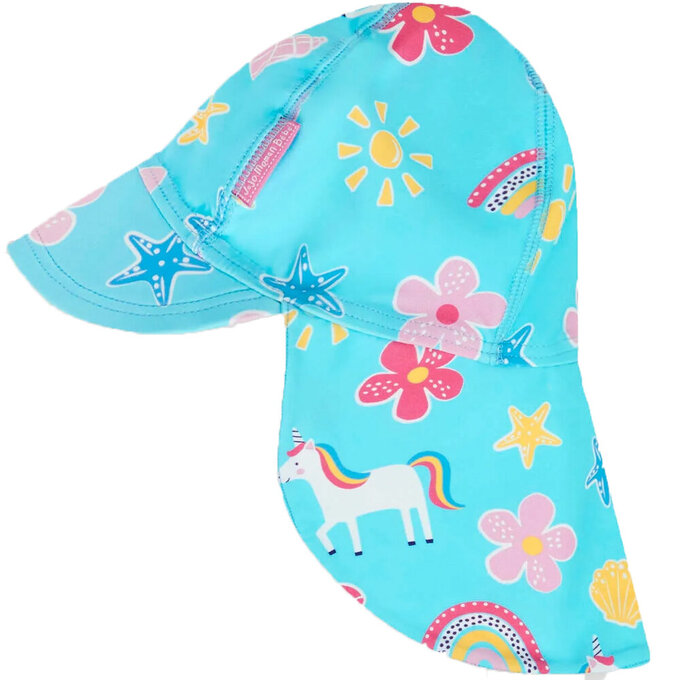 英國 JoJo Maman BeBe 嬰幼兒/兒童泳裝戲水UPF50+防曬護頸遮陽帽_童話世界_JJH3975