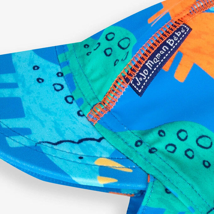 英國 JoJo Maman BeBe 嬰幼兒/兒童泳裝戲水UPF50+防曬護頸遮陽帽_恐龍圖鑑_JJH3936