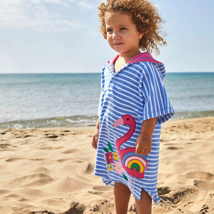 英國 JoJo Maman BeBe 嬰幼兒/兒童游泳浴巾&浴袍_火烈鳥_JJH9009