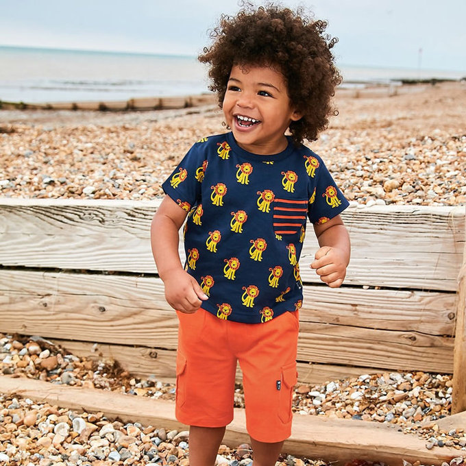 英國 JoJo Maman BeBe 超優質嬰幼兒/兒童100% 純棉綁繩短褲_亮橘(JJ-D7415-U)