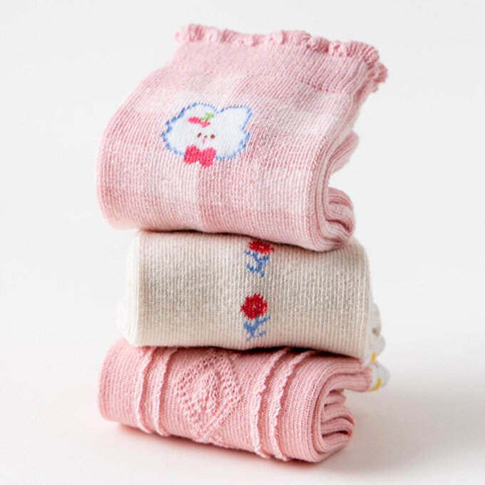 【腳ㄚ子】幼/兒童棉質中筒襪_粉色世界_ilbG003