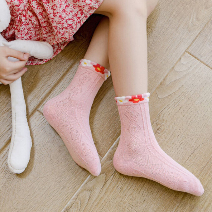 【腳ㄚ子】幼/兒童棉質中筒襪_粉色世界_ilbG003