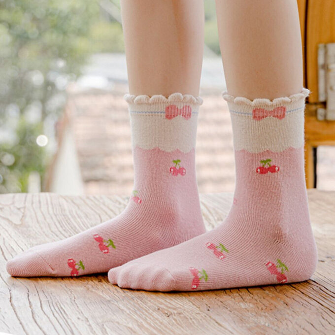 【腳ㄚ子】幼/兒童棉質中筒襪_粉色世界_ilbG003