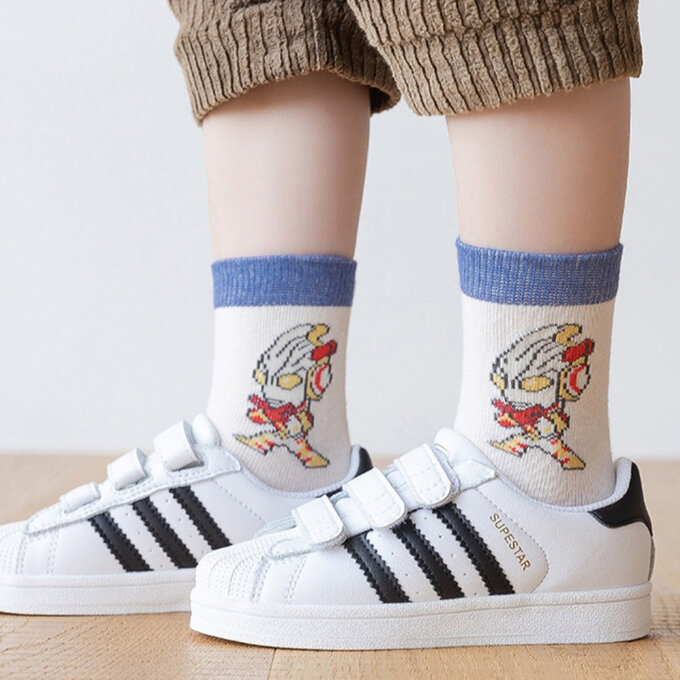 【腳ㄚ子】幼/兒童棉質中筒襪_無敵超人_ilbB001