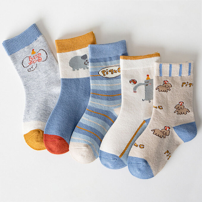 【腳ㄚ子】幼/兒童棉質中筒襪_清爽藍天_ilbB004