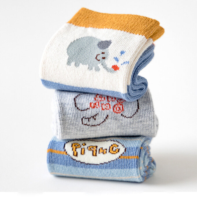 【腳ㄚ子】幼/兒童棉質中筒襪_清爽藍天_ilbB004