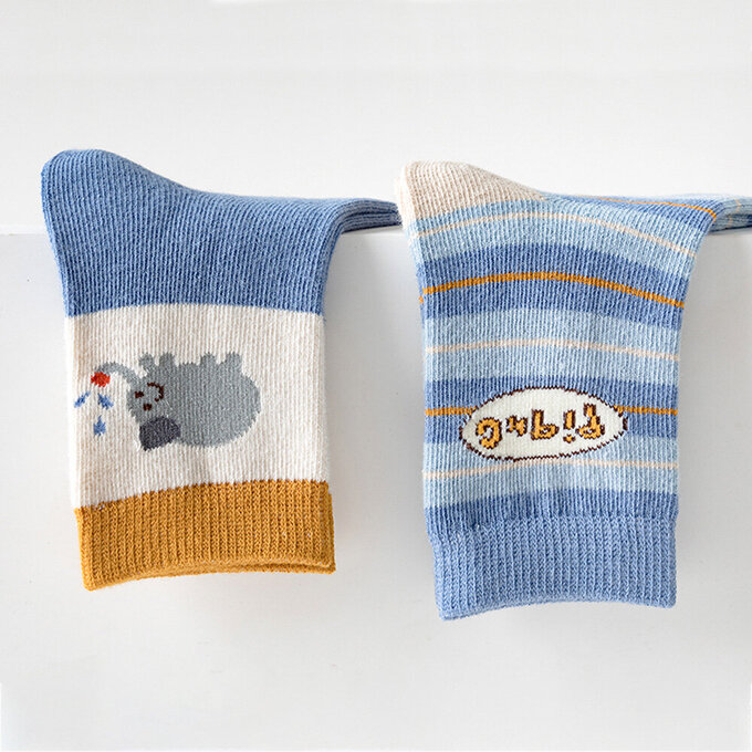 【腳ㄚ子】幼/兒童棉質中筒襪_清爽藍天_ilbB004