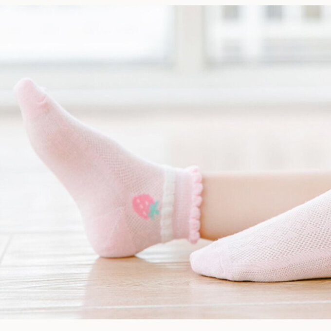 【腳ㄚ子】幼/兒童透氣網眼襪_草莓蜜糖_ilbF003