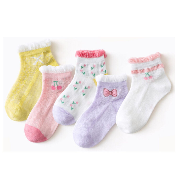 【腳ㄚ子】幼/兒童透氣網眼襪_櫻桃女孩_ilbF004