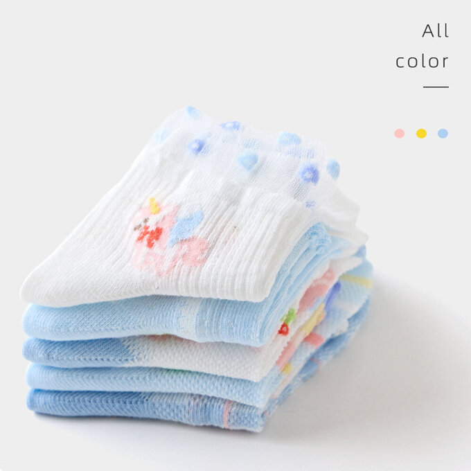 【腳ㄚ子】幼/兒童透氣網眼襪_清爽藍花_ilbF005